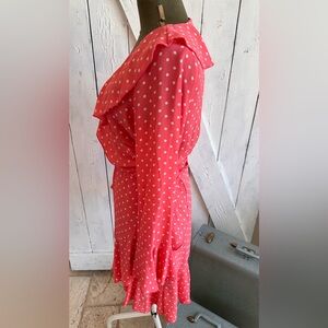 Cynthia Roley size medium pink and white polkadot wrap mini dress